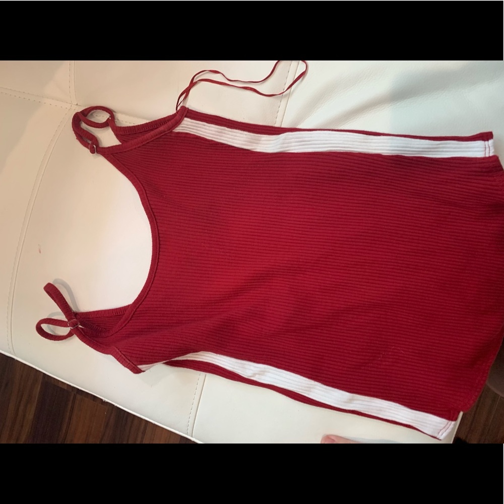 WILDHONEY RED BODYSUIT WITH WHITE STRIPES ON SIDE